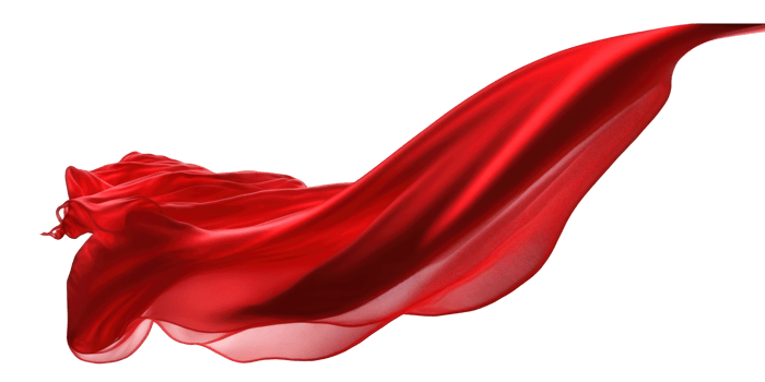 A fluttering long red silk appears to be flying freely against a transparent backdrop, creating an elegant and captivating display. png
