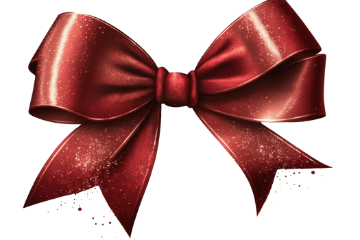 A shiny red bow made of glittering ribbon floats elegantly against a clear background, ready to liven up any festive occasion. png