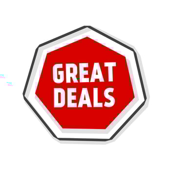 Great deals banner megaphone icon. badge icon. Promotional element. Vector template.