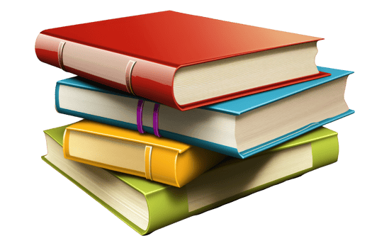 A beautifully organized stack of books, so realistic you can almost feel the pages, standing on a clear and transparent background. png