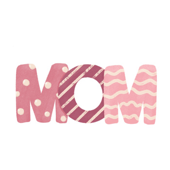 Mom word letter cute design png