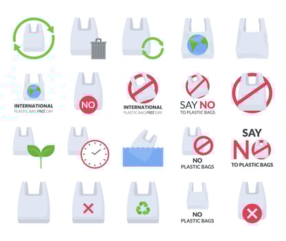 International plastic bag free day vector set