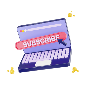 3d render subscription on the laptop for social media. 3d subscribe background. png