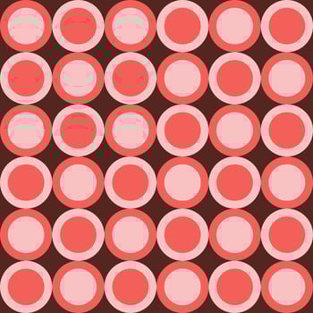 Retro aesthetic seamless pattern in style 60s, 70s. Monochrome circles on a dark brown background. Geometric vector print