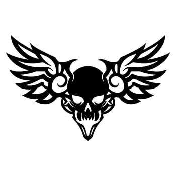 Skull wing mascot tattoo art vector