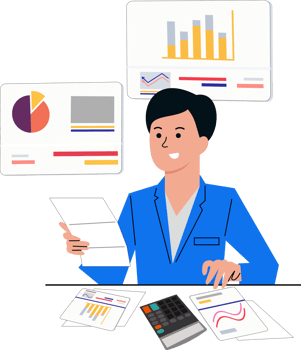 business report analysis. office worker concept checking business png
