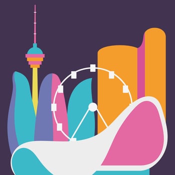 Azerbaijan Baku modern and old city Travel Destination vector illustration.