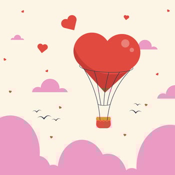 Cute love message popping out of an open present box with confetti and heart shape balloons around. Suitable for Valentine's Day and Mother's Day. vector