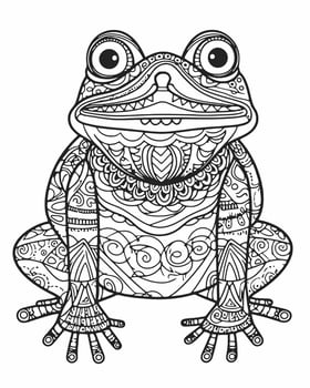 Patterned frog coloring page vector