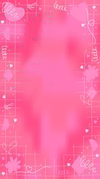 Pink romantic blurry Mesh Gradient Abstract storic template Background with Copy Space and Hand-drawn Kawaii Y2K Elements - Smooth and Rounded Line doodles vector