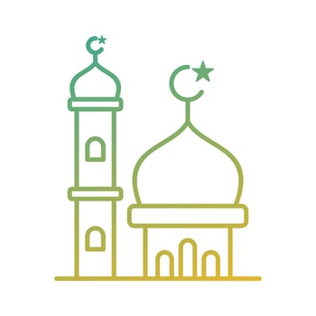 mosque dome with tall tower islamic gradient icon vector illustration