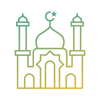 big mosque two tall tower islamic gradient icon vector illustration