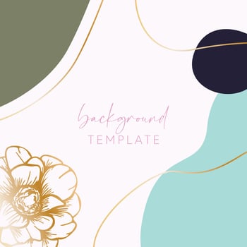 Abstract background vector template with geometric shapes and anemone flower. Good for social media posts, mobile apps, banner designs, online promotions and adverts. Floral vector background.