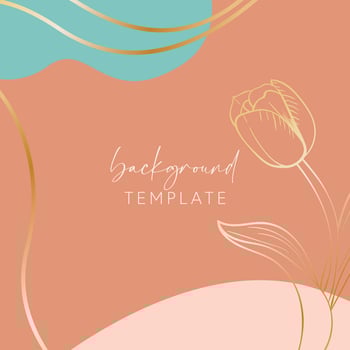 Abstract background vector template with geometric shapes and tulip flower. Good for social media posts, mobile apps, banner designs, online promotions and adverts. Floral vector background.