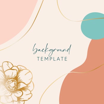 Abstract background vector template with geometric shapes and anemone flower. Good for social media posts, mobile apps, banner designs, online promotions and adverts. Floral vector background.