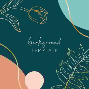 Abstract background vector template with geometric shapes and tulip flower and leaves. Good for social media posts, mobile apps, banner designs, online promotions and adverts. Flora vector background.