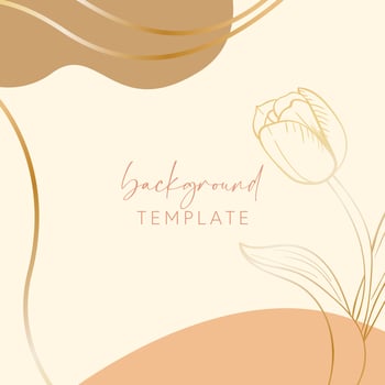 Abstract background vector template with geometric shapes and tulip flower. Good for social media posts, mobile apps, banner designs, online promotions and adverts. Floral vector background.