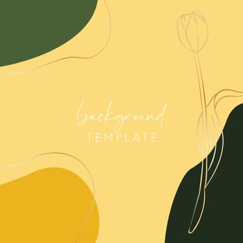 Abstract background vector template with geometric shapes and tulip flower. Good for social media posts, mobile apps, banner designs, online promotions and adverts. Floral vector background.