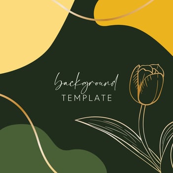 Abstract background vector template with geometric shapes and tulip flower. Good for social media posts, mobile apps, banner designs, online promotions and adverts. Floral vector background.