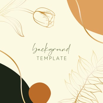 Abstract background vector template with geometric shapes and tulip flower and leaves. Good for social media posts, mobile apps, banner designs, online promotions and adverts. Flora vector background.