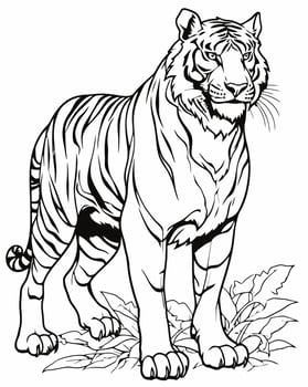 White tiger coloring page vector