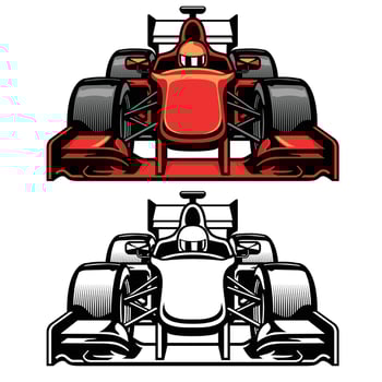 formula car race front side view vector