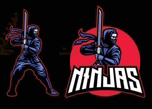ninja mascot with the katana sword vector
