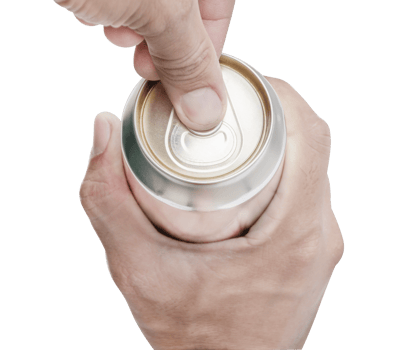 Top view using hand open lid aluminum can png