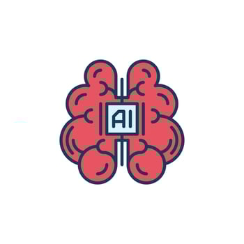 Artificial Intelligence Red Brain vector AI Mind concept colored icon