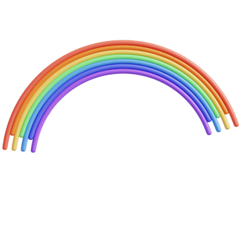 Rainbow with cloud cartoon .3d render illustration. png