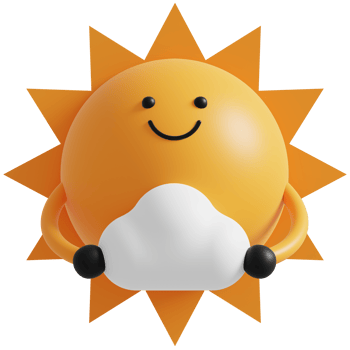 3D Sun and Cloud Character.Happy Sun. 3d render illustration. png