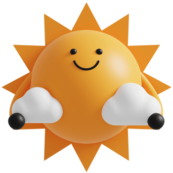 3D Sun and Cloud Character.Happy Sun. 3d render illustration. png