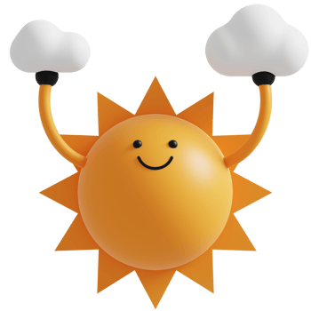 3D Sun and Cloud Character.Happy Sun. 3d render illustration. png