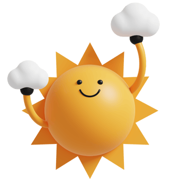 3D Sun and Cloud Character.Happy Sun. 3d render illustration. png