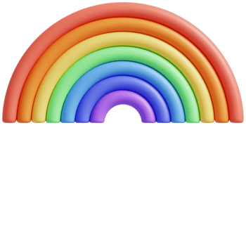3D Rainbow with cloud and sun. 3d render illustration. png