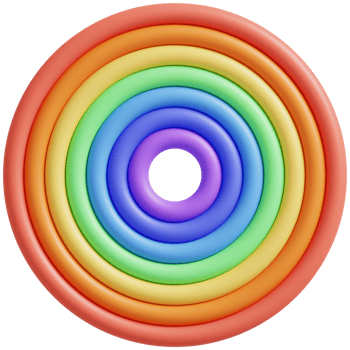3D Rainbow with cloud and sun. 3d render illustration. png