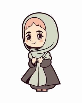 cartoon muslim girl in hijab vector