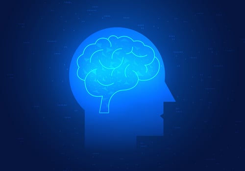 Brain inside the robot is an artificial intelligence system. that serves to command and learn information from humans to help meet the needs of users and help solve business problems to compete vector