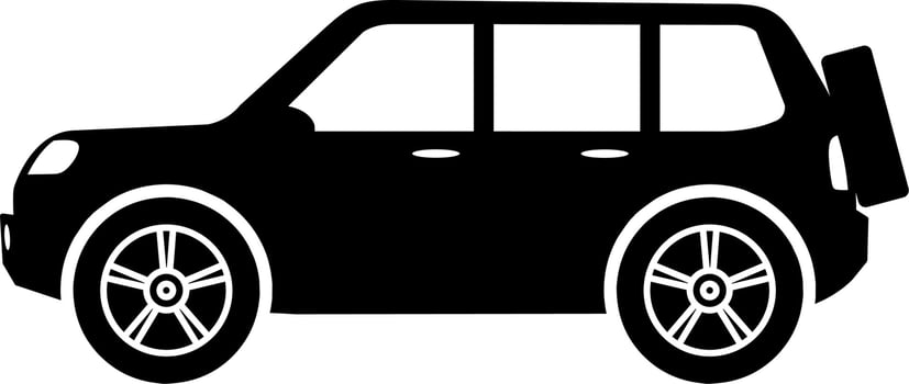 SUV car icon vector. Icon of sport utility vehicle. Vector illustration of SUV car. Vehicle icon of car for design regarding transportation, automotive and automobile. Silhouette of SUV