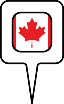 Canada flag Map pointer icon, square design. png