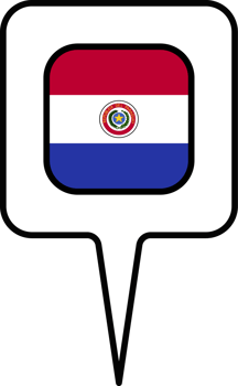 Paraguay flag Map pointer icon, square design. png