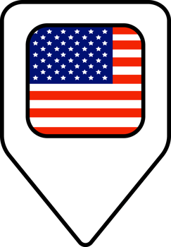 United States of America flag map pin navigation icon, square design. png