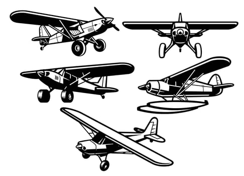 set of bush plane collection vector