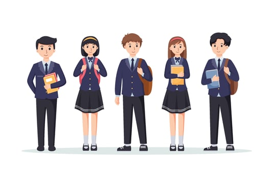 character high school student in school uniform vector illustration