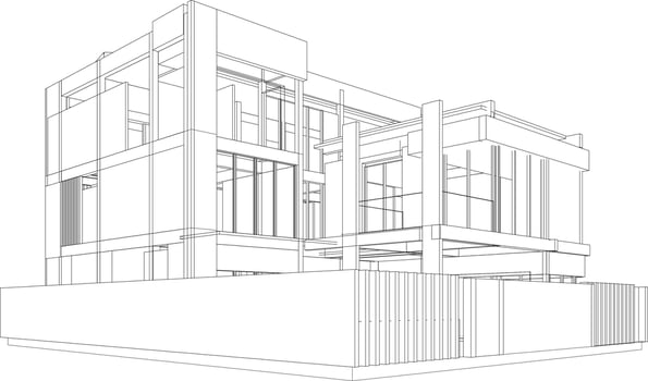 3D illustration of building project vector