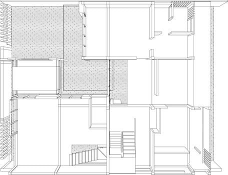 3D illustration of building project vector