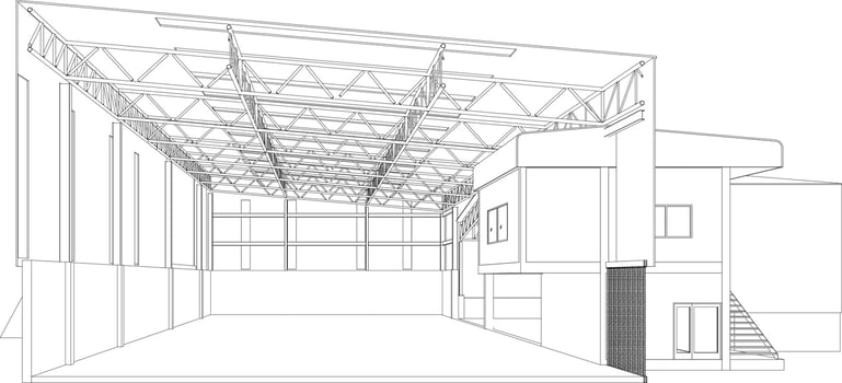 3D illustration of building project vector