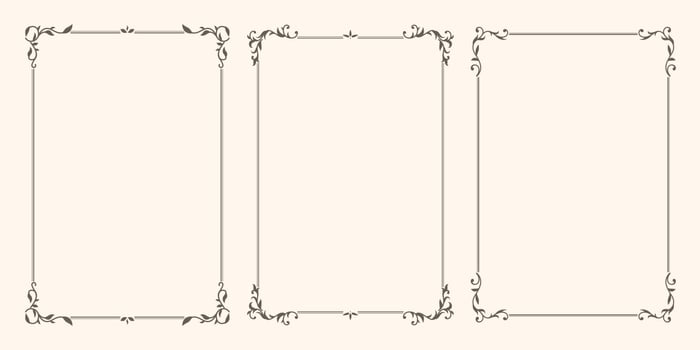 Set of vector frames with swirls and leaves