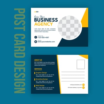 Corporate business creative agency Postcard template design vector