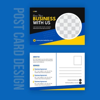Corporate business creative agency Postcard template design vector